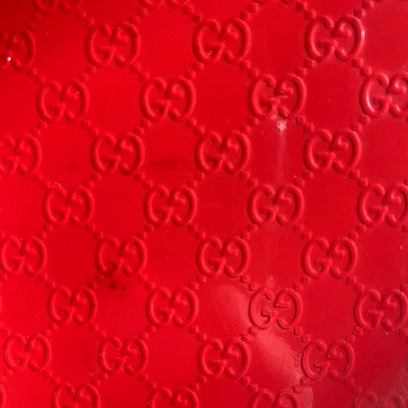 GUCCI Patent Leather Microguccissima Broadway Clutch Red - Picture 7 of 14